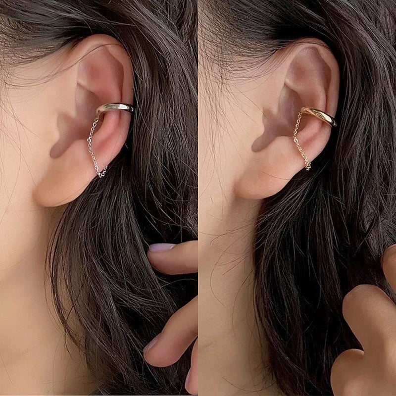 Silver Zircon Key Lock Open Ring & Tassel Ear Cuff Set