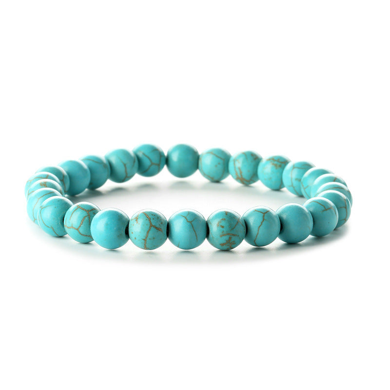 Retro Geometric Natural Stone and Turquoise Beaded Bracelet Set