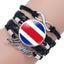 American Flag Multi-Layer PU Leather Bracelet with Gemstone Accents