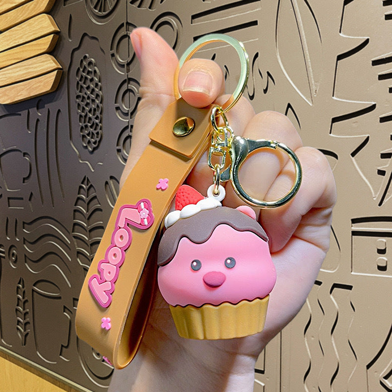 Cartoon Fruit Doll PVC Keychain Accessory