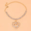 Elegant Heart Shape Copper Anklet with Rhinestone Pendant