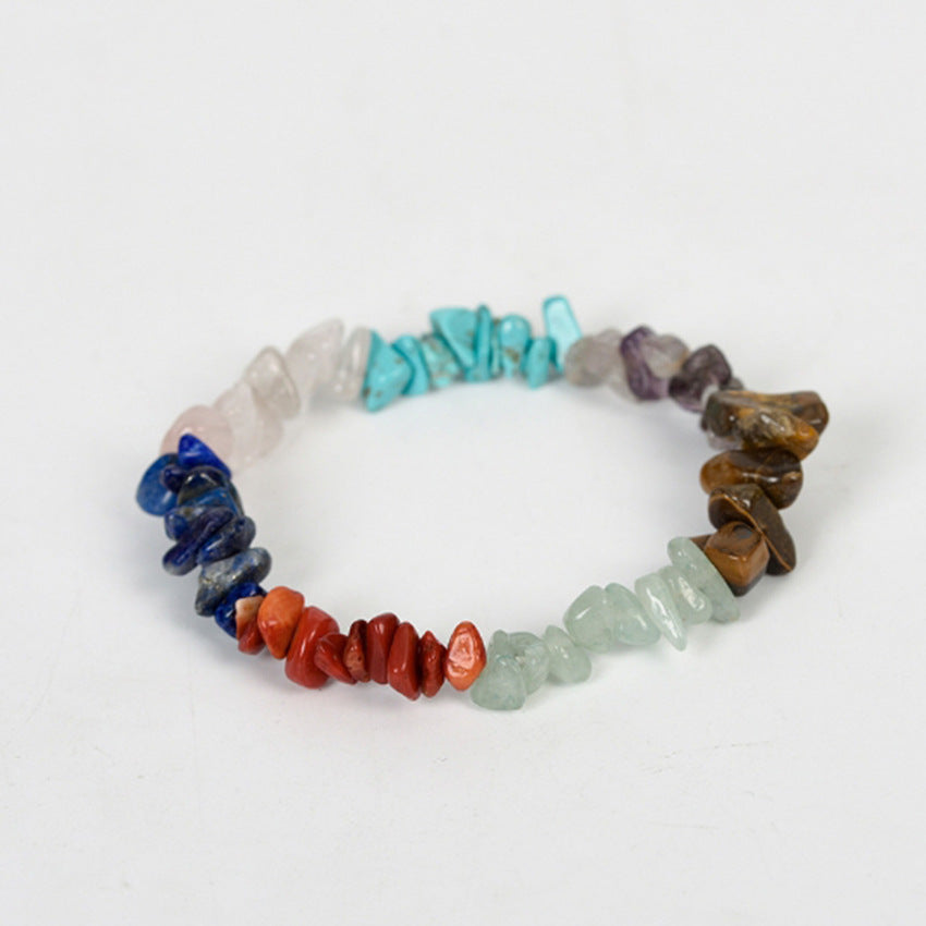 Fashion Irregular Natural Stone Beaded Bracelet with Colorful Crystal Chips