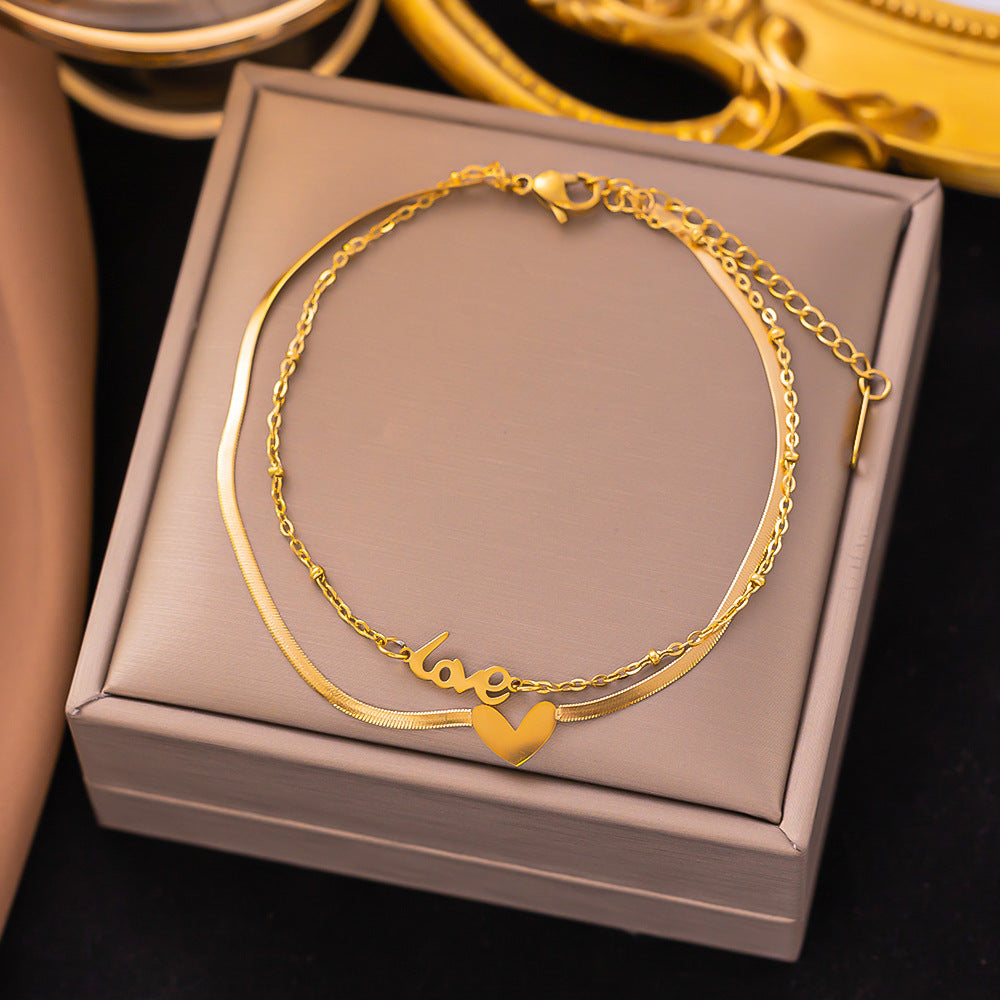 Casual Minimalist 18K Gold Plated Stainless Steel Women's Anklet