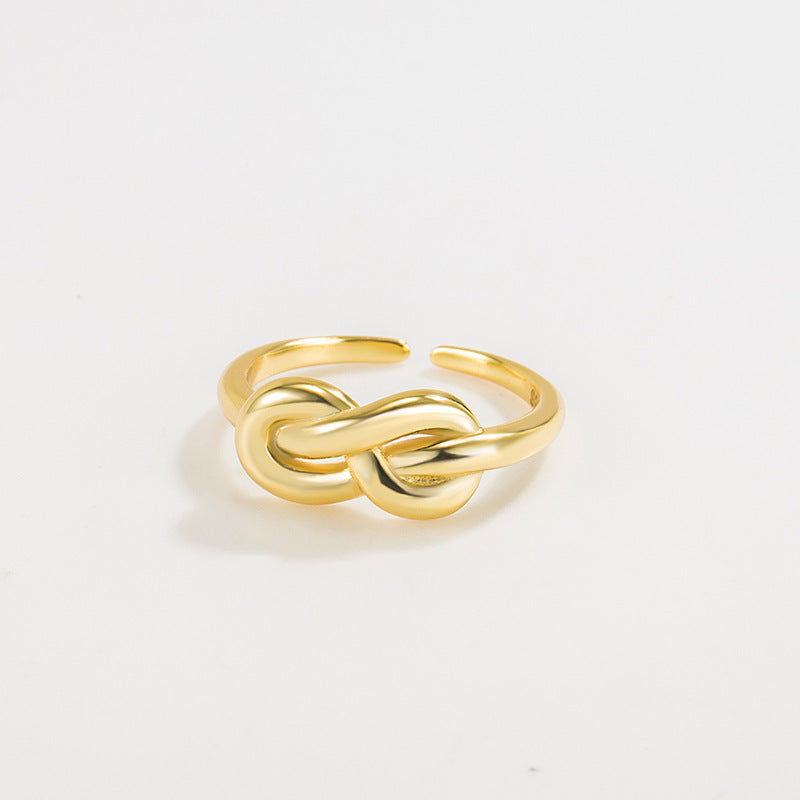 Geometric Minimalist 18k Gold Plated Sterling Silver Adjustable Knot Ring for Women