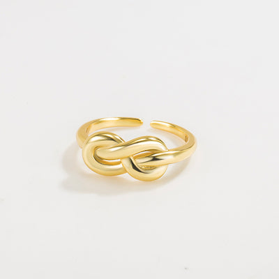 Geometric Minimalist 18k Gold Plated Sterling Silver Adjustable Knot Ring for Women