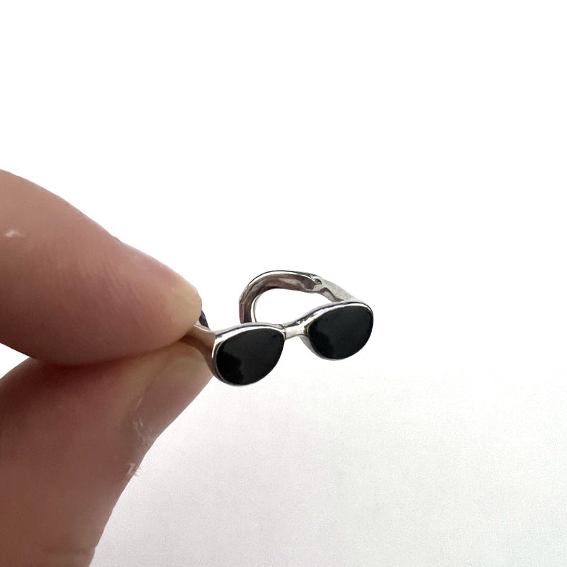 Novelty Mini Glasses Adjustable Open Metal Rings for Women