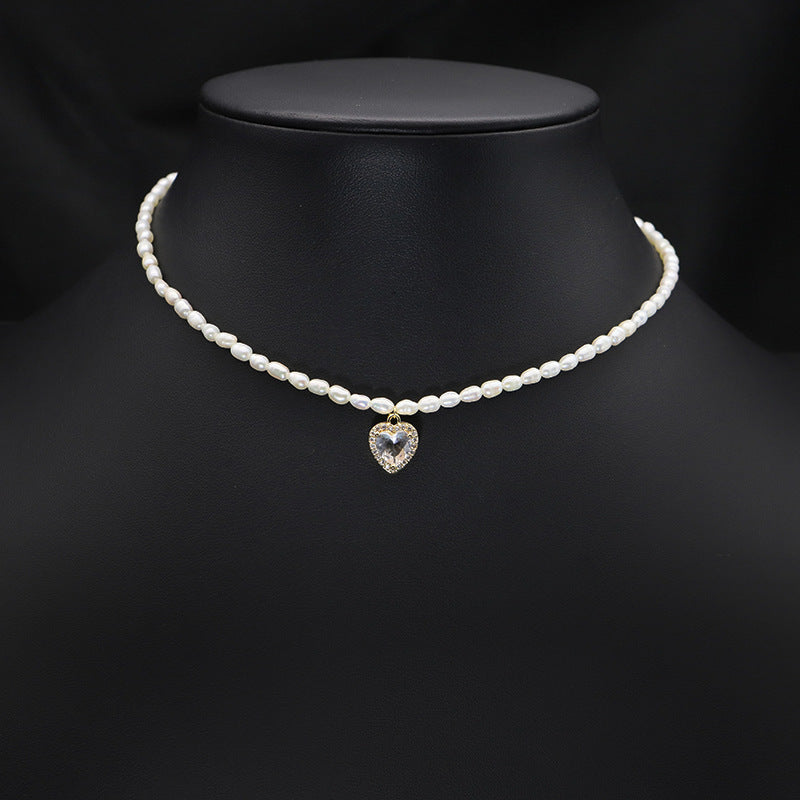 Original Design Heart Shape Freshwater Pearl 18k Gold Plated Pendant Necklace