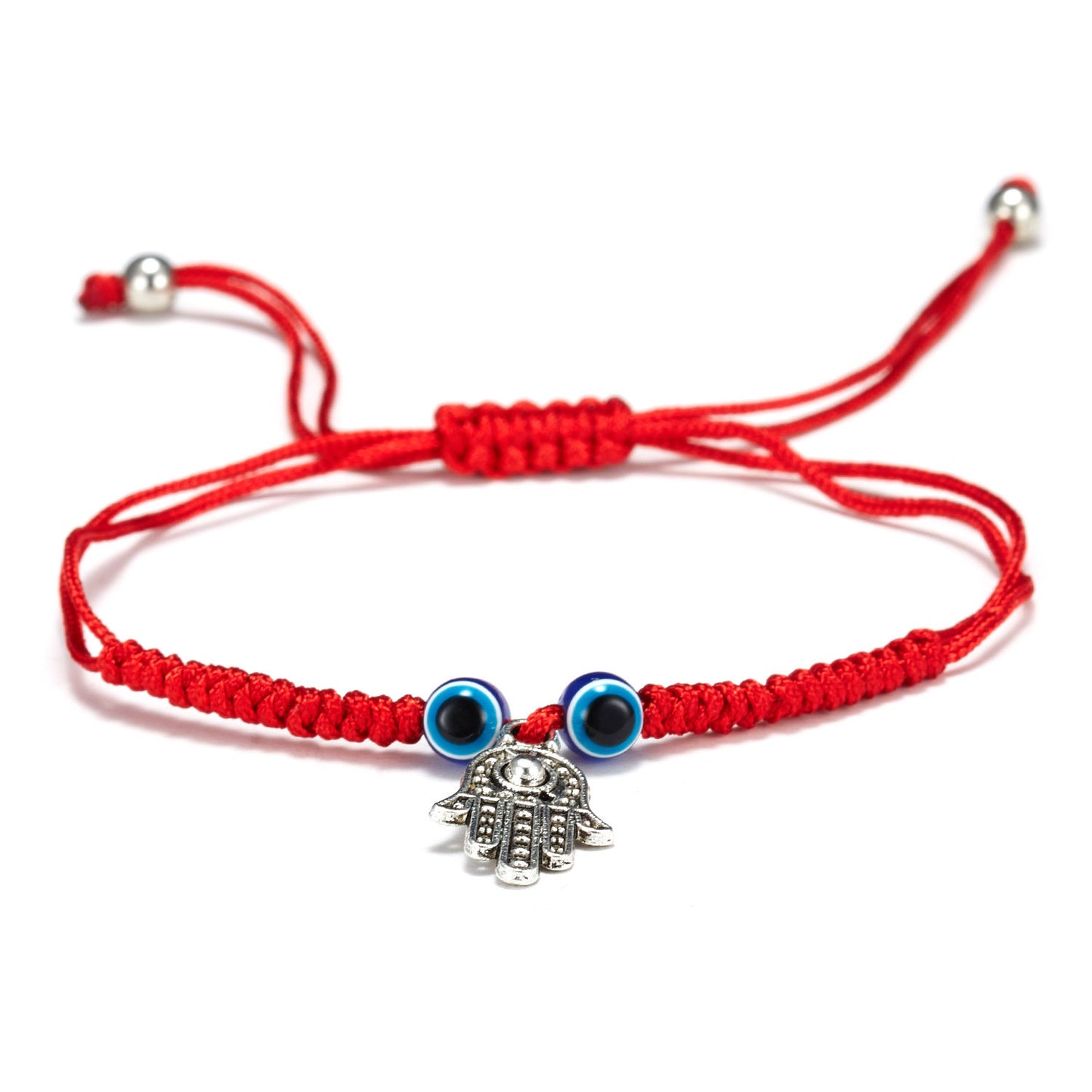 Evil Eye Turtle Bead Unisex Bracelet with Red and Black Braided Rope