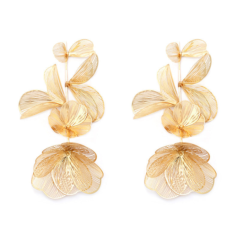 Vintage Gold Plated Floral Filigree Earrings