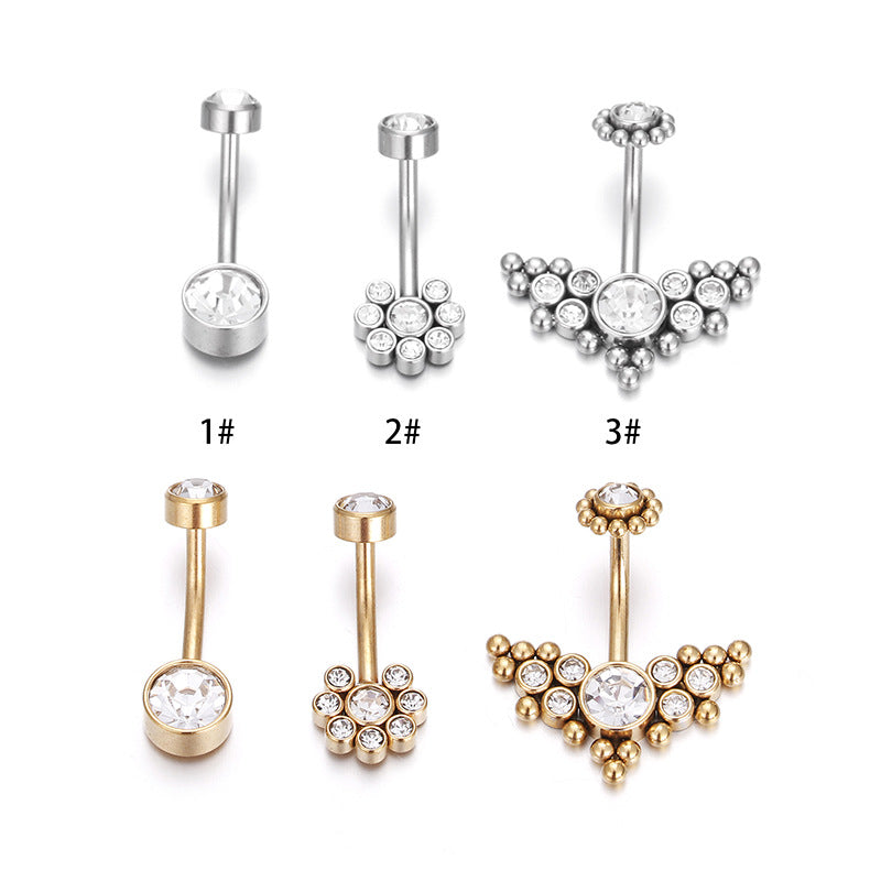 Fashion Titanium Steel Rhinestone Belly Button Ring