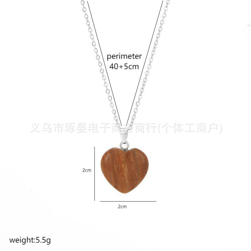 Elegant Heart Shape Stainless Steel 18K Gold Plated Natural Stone Jewelry Set - Necklace and Earrings