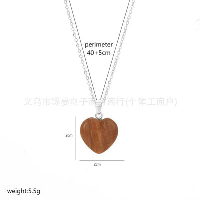 Elegant Heart Shape Stainless Steel 18K Gold Plated Natural Stone Jewelry Set - Necklace and Earrings