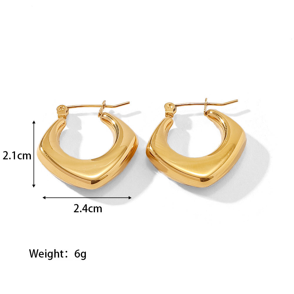 1 Pair Geometric Hollow 18K Gold Plated Stainless Steel Earrings