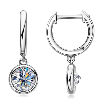 Simple Style Sterling Silver Moissanite Hoop Earrings for Women