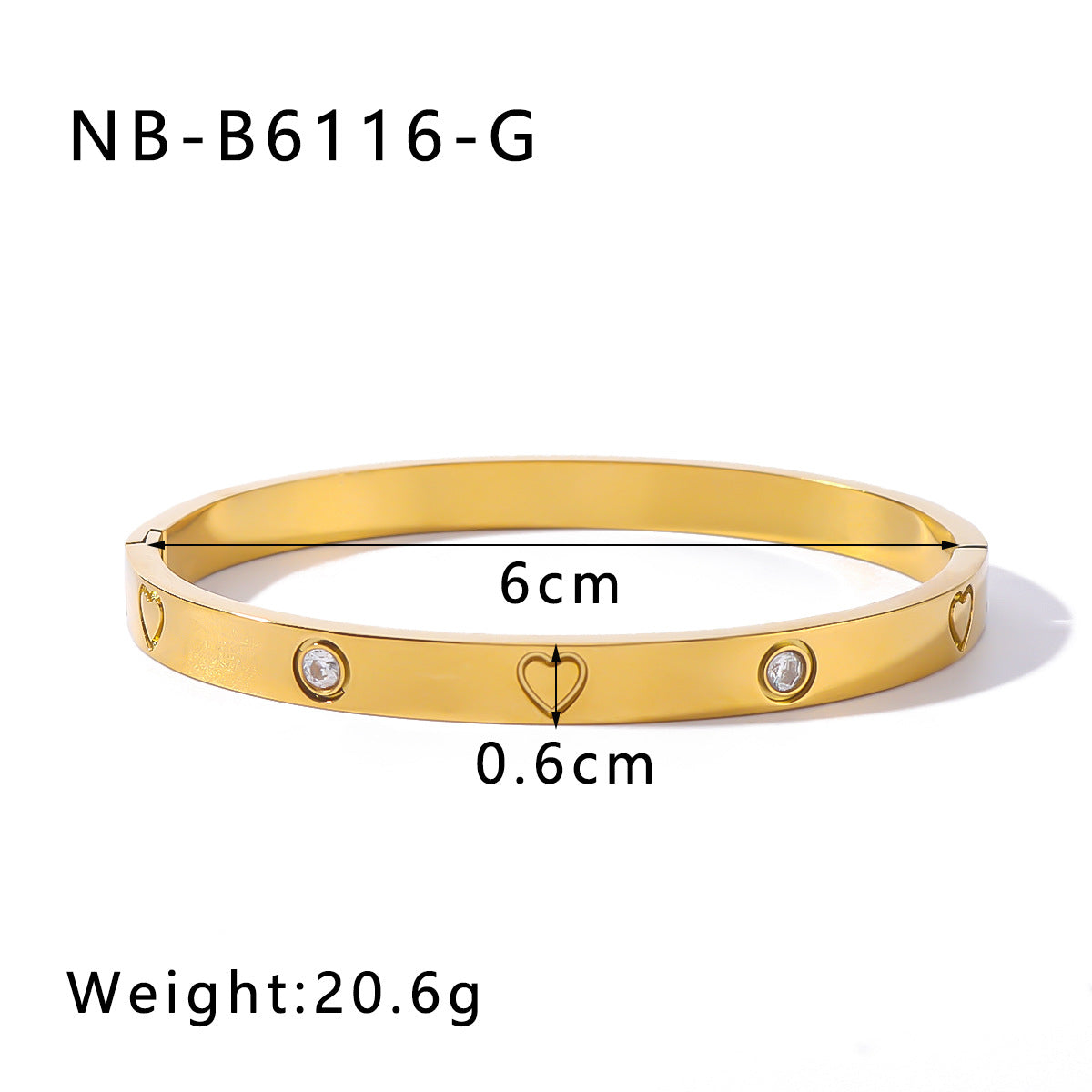 Vintage Geometric Heart 18K Gold Plated Stainless Steel Zircon Bangle and Diamond Inlaid Peach Heart Bracelet for Women