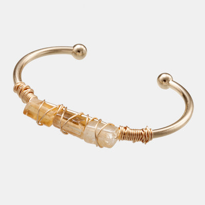 Retro Natural Stone Crystal Cuff Bangle Bracelet