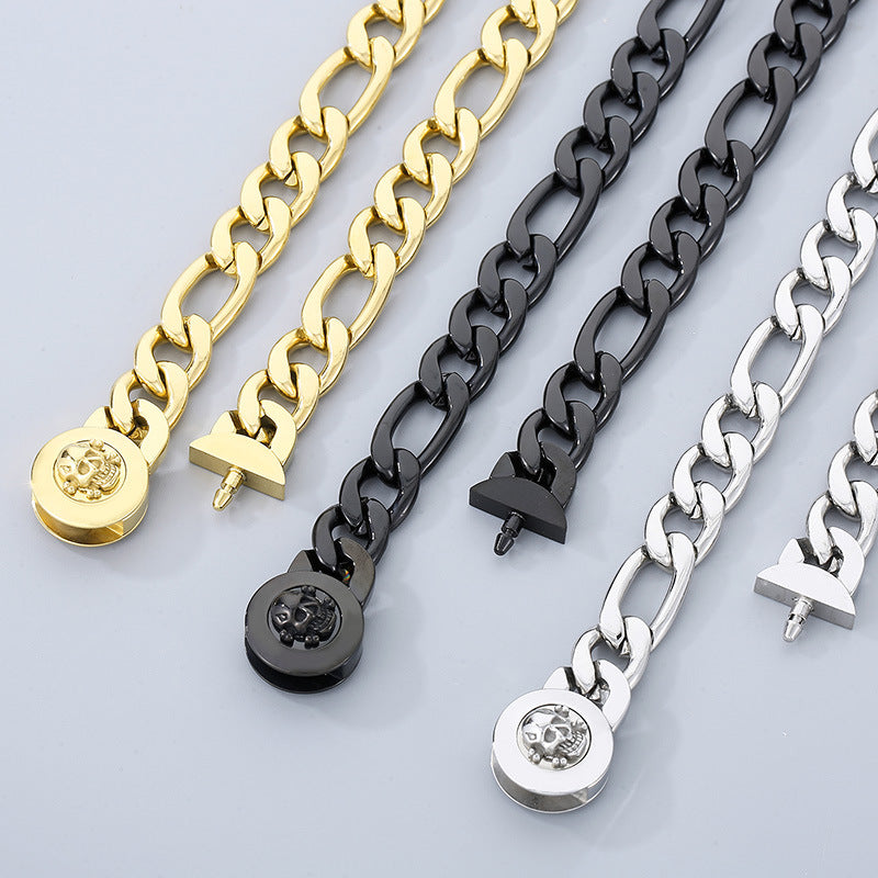 Geometric Titanium Steel 18K Gold Plated Necklace and Bracelet Set with Crystal Clasp