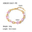 Geometric Colorful Resin 18k Gold Plated Stainless Steel Cross Chain Bracelet for Women