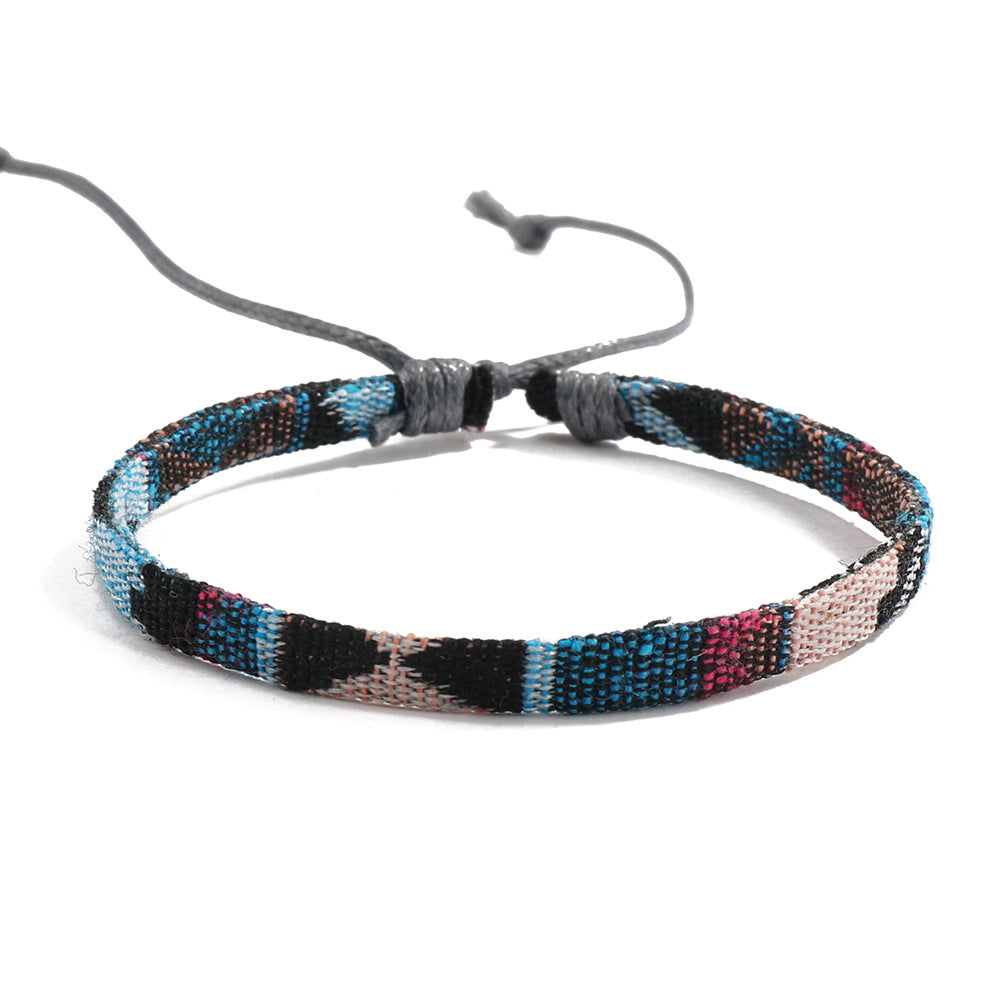 Ethnic Geometric Bohemian Cotton Linen Woven Friendship Bracelet