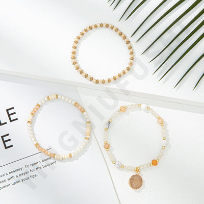 Simple Style Color Block Crystal and Pearl Resin Beaded Bracelets