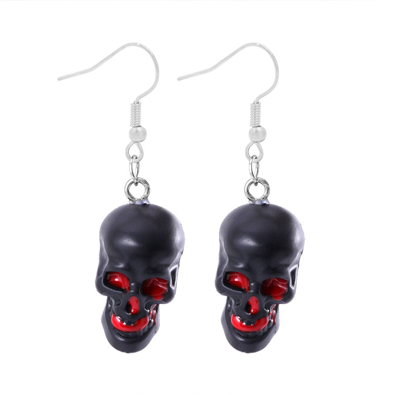 1 Pair Punk Skull Handmade Resin Drop Earrings