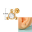 18K Gold Plated Geometric Stainless Steel Lip and Ear Stud Set with Rhinestones