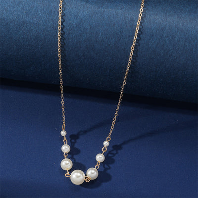 Elegant Solid Color Imitation Pearl Choker Necklace for Women