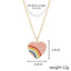 Fashion Rainbow Heart Alloy Enamel Pendant Necklace for Women