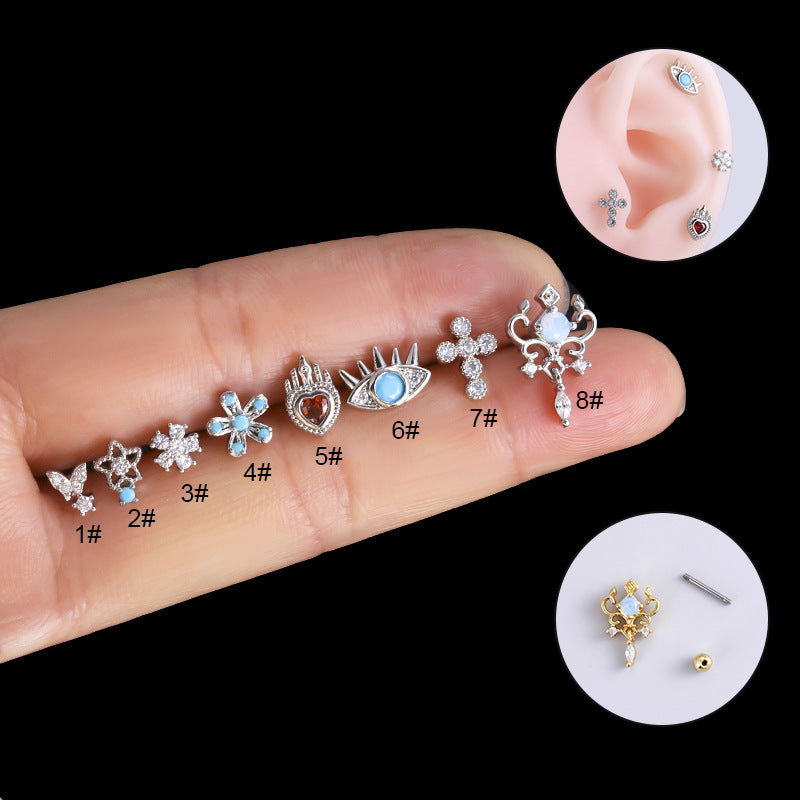 1 Piece Fashion Heart Shape Stainless Steel Zircon Inlay Ear Studs