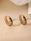 Fashion Zircon Inlaid Copper Lace U-Shaped Earrings