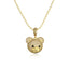 Cute Little Bear Zircon Pendant Necklace with Colorful Beaded Chain