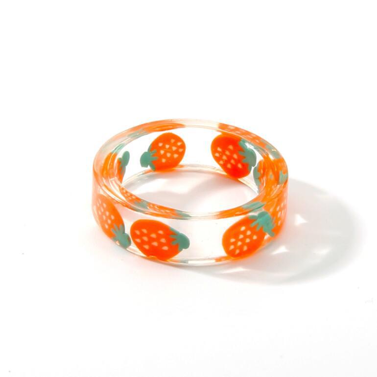 Simple Style Colorful Acrylic Fruit Resin Women's Ring