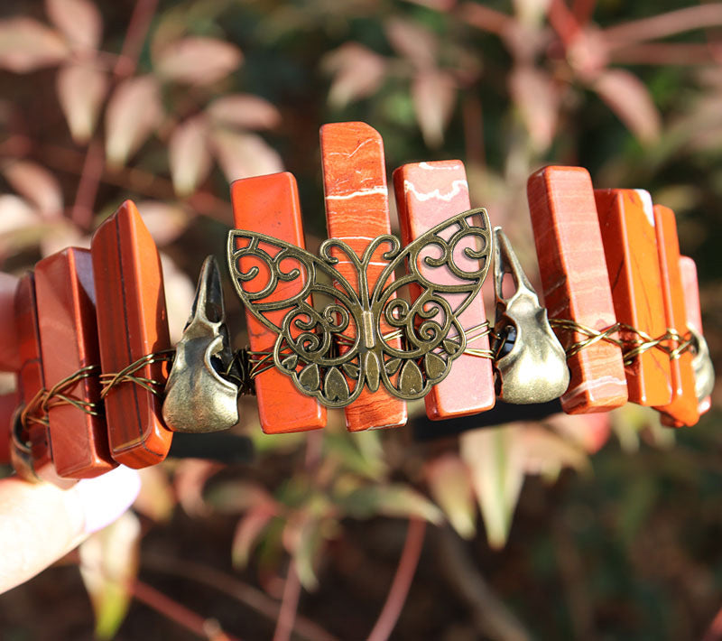 Retro Bronze Viking Raven Butterfly Crystal Hairband