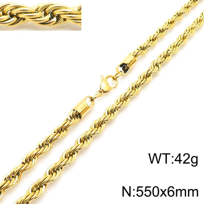 Retro Geometric Titanium Steel Plated Rope Chain Necklace