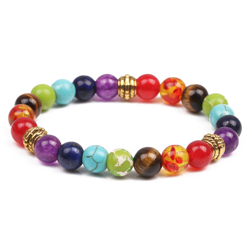 Fashion Multicolor Lava Stone & White Agate Beaded Bracelets