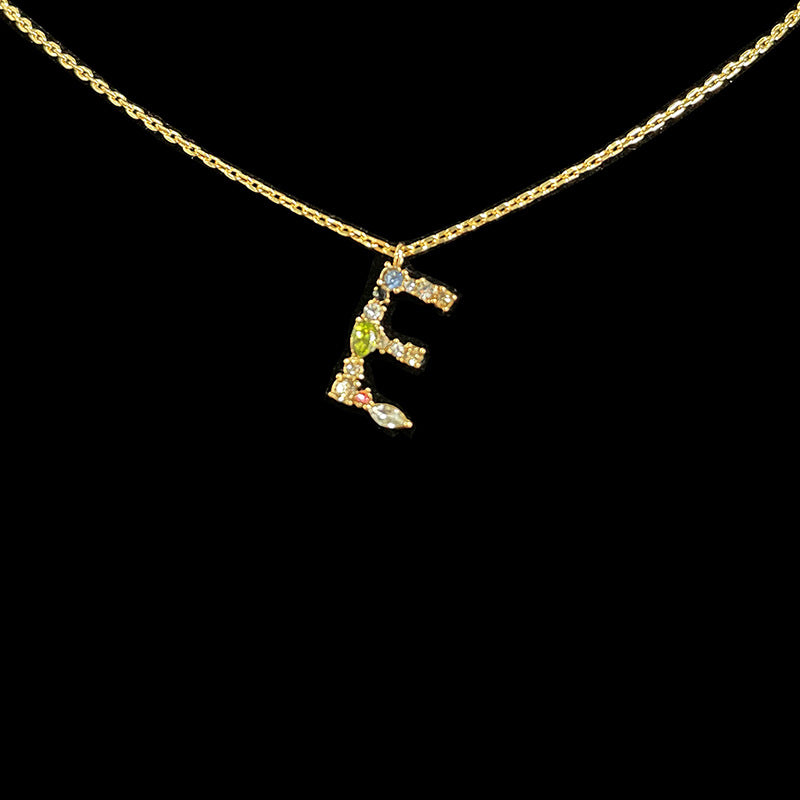 Simple Style 18k Gold Zircon Letter Pendant Necklace