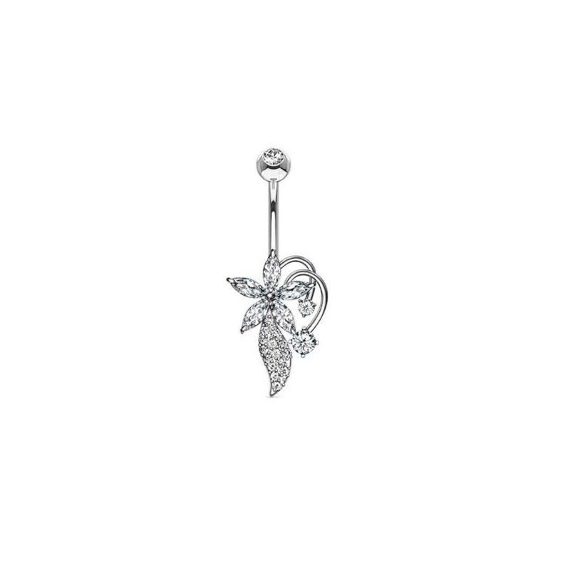 1 Piece Belly Rings Simple Style Classic Style Heart Shape 316 Stainless Steel  Inlay Zircon Belly Rings