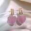 1 Pair Elegant Shiny Heart Shape Rectangle Inlay Alloy Artificial Diamond Drop Earrings