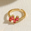 Classic Geometric Zircon Inlay 14K Gold Plated Open Copper Ring