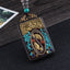 Ethnic Square Alloy Wood Pendant Necklace with Nepalese Thangka Design