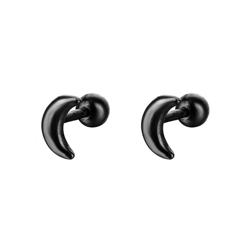 Retro Moon Stainless Steel Plating Ear Studs 1 Pair