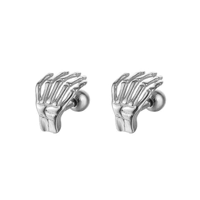 Hip-hop Hand Stainless Steel Plating Earrings 1 Pair