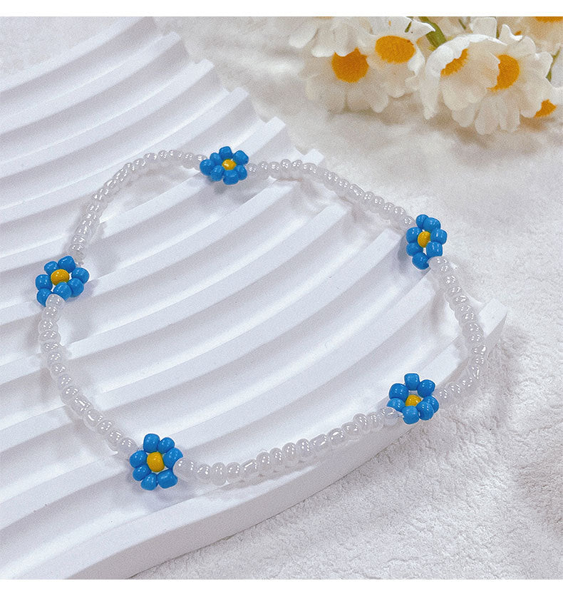 Bohemian Daisy Flower Seed Bead Anklet Bracelet