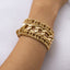 Geometric Iron Women's Bracelet with Gold and Silver Faceted Twisted Chain