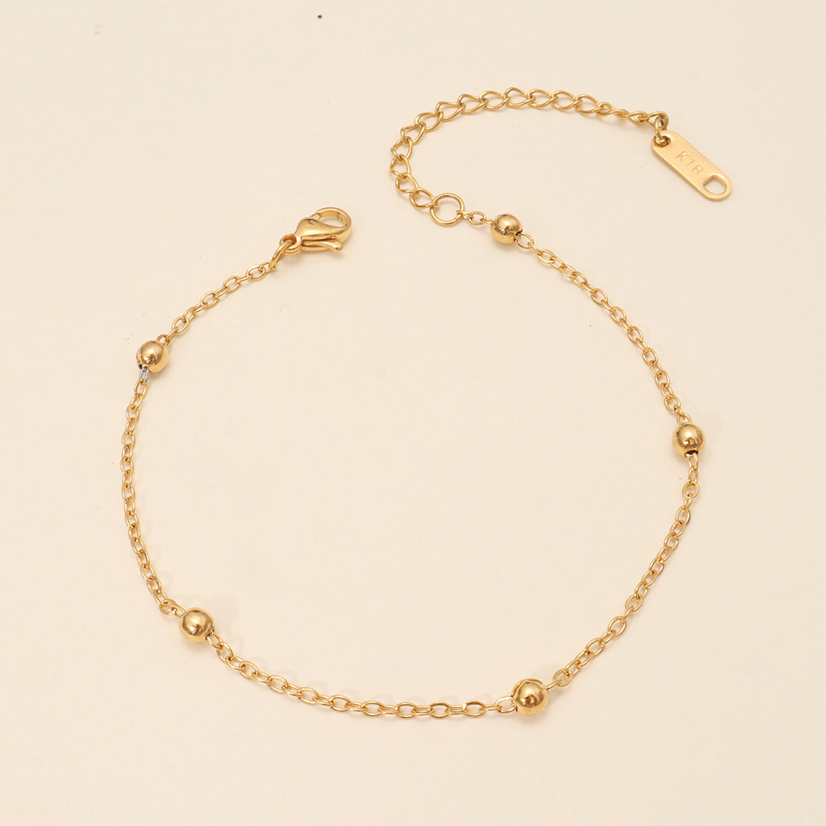 18K Gold Plated Stainless Steel Geometric Figaro Box Twist Chain Bracelet for Women