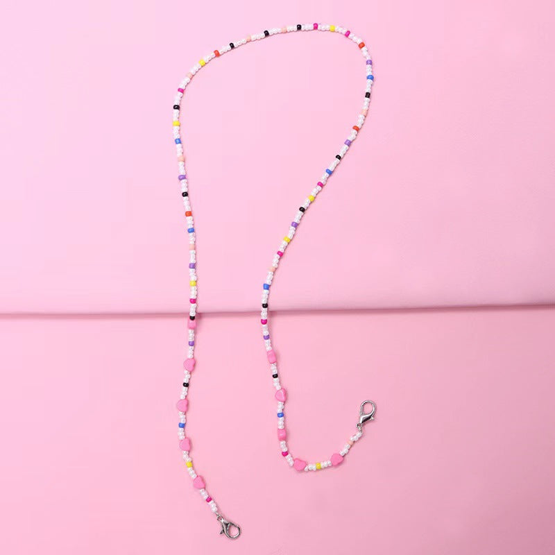 Fashion Geometric Alloy Shell Crystal Pearl Glasses and Mask Chain