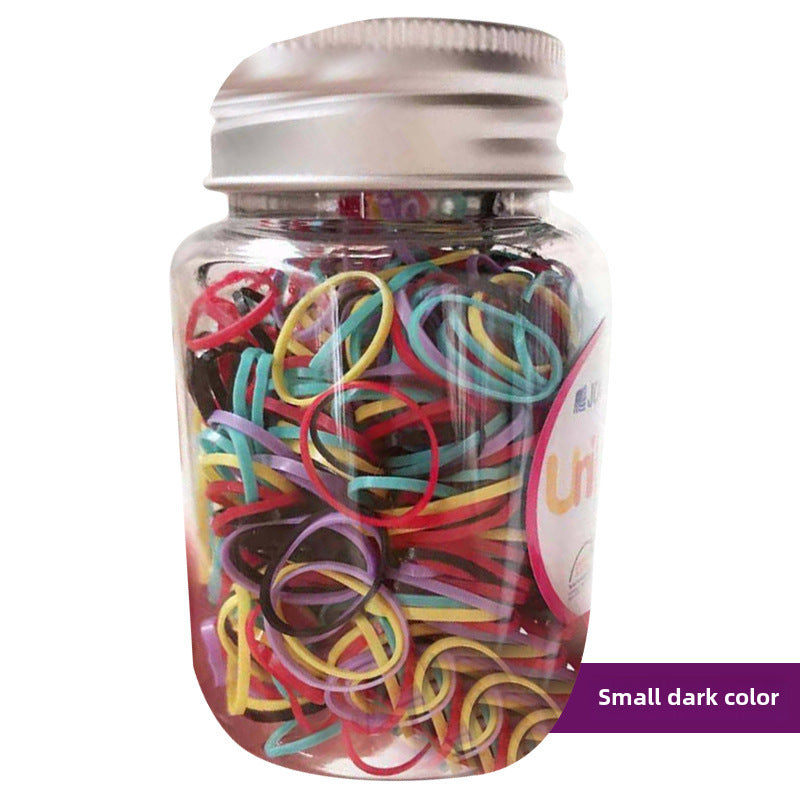 Korean Style Girls' Hair Accessories Set - Uniband Rubber and Leather Bands in Canned Packaging