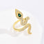 Fashion Snake Gold Plated Zircon Open Ring for Women