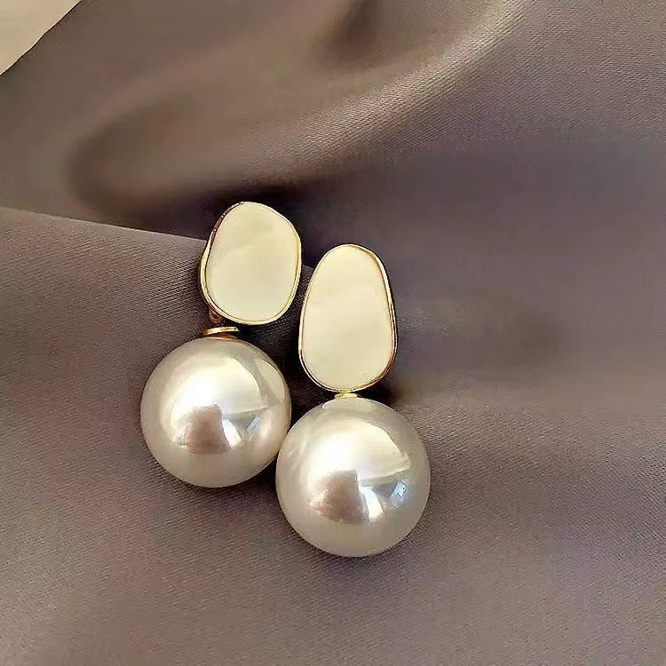 Elegant Pink Pearl Drop Earrings - Chic French Style Jewelry