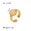 Basic Vintage Style Round Stainless Steel Plating Inlay Natural Stone 18K Gold Plated Open Rings